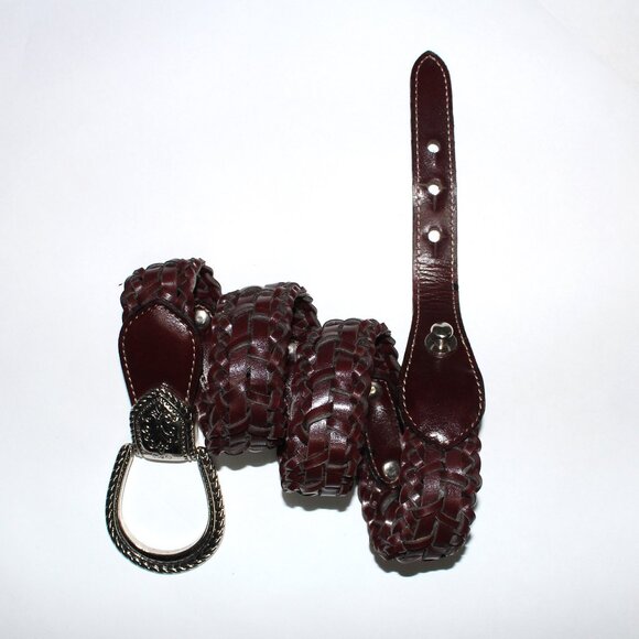 Source Unknown Accessories - Women's Western Style Silver Tone Buckle & Accents Braided Belt